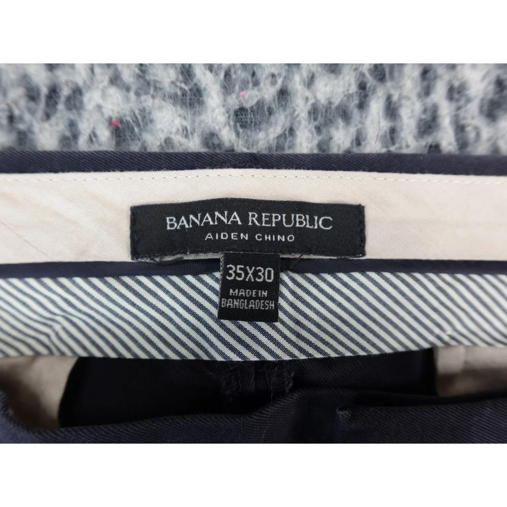 Banana Republic Mens Aiden Chino Pants 35x30‎ Navy Blue Slim Fit 100% Cotton